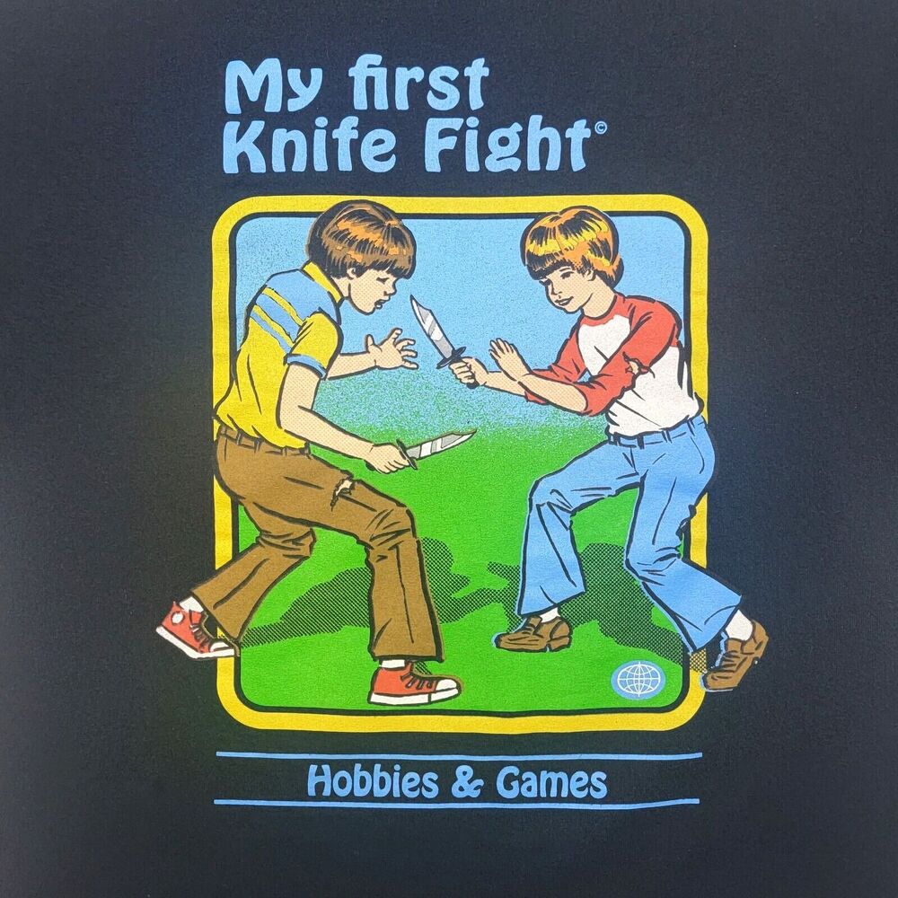 Steven Rhodes My First Knife Fight T-Shirt Men's Size XL Black Short Sleeve - Picture 2 of 6